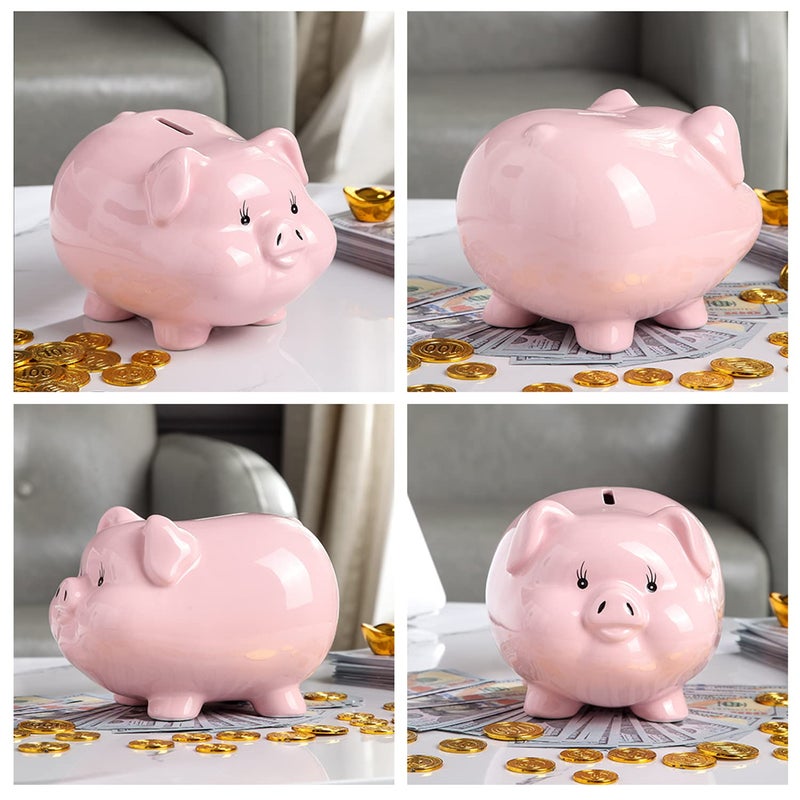 PIG WORLD 7" Piggy Bank for Adults,Money Bank,Ceramics Alcancias De Dinero para Adultos NiÃ±os,Girls Piggy Bank for Boys,Coin Bank,Modern Home Decor Living Room - Image 5
